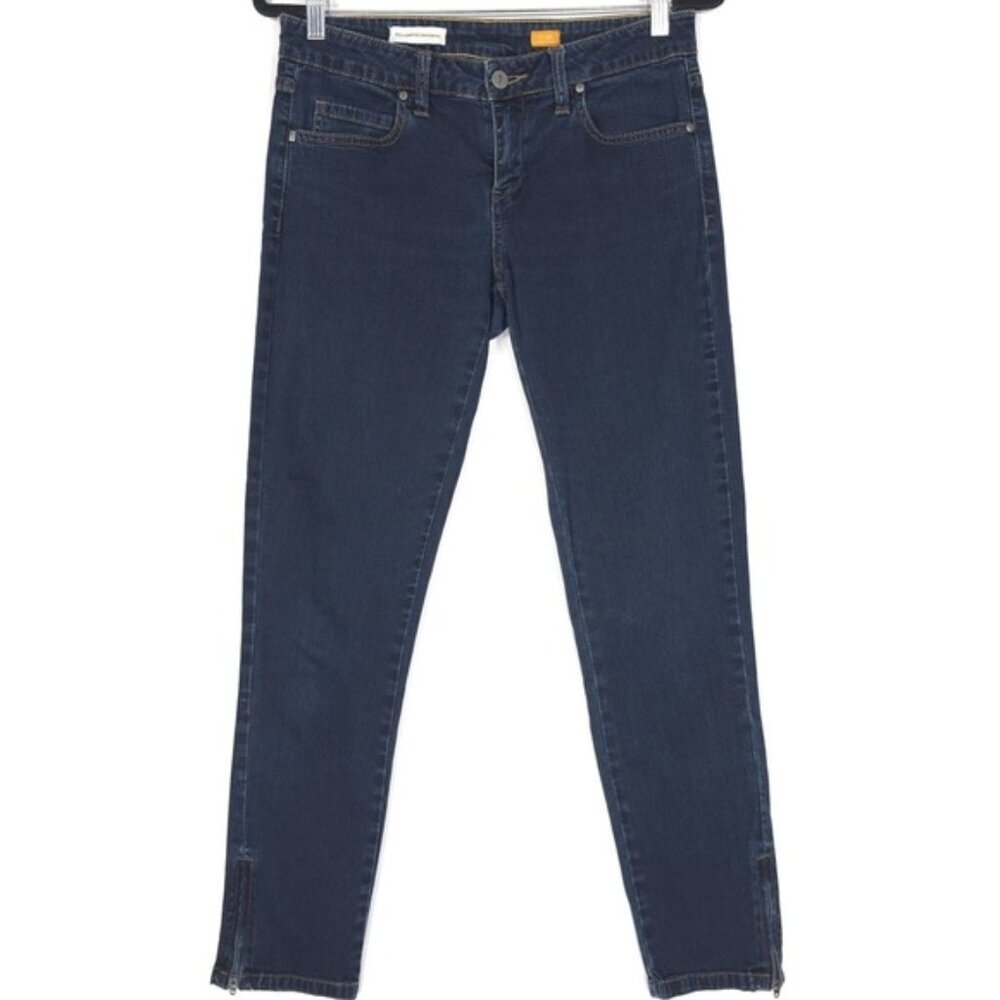 ANTHROPOLOGIE Pilcro and Letterpress Low Rise Straight Jeans Ankle Zip Size 29